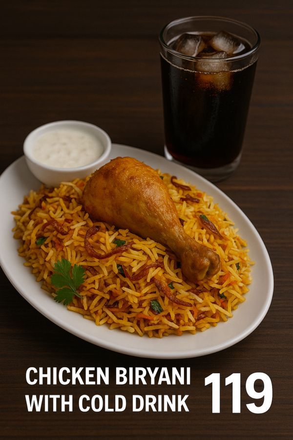 Chicken Tikka Biryani + Cold drinks